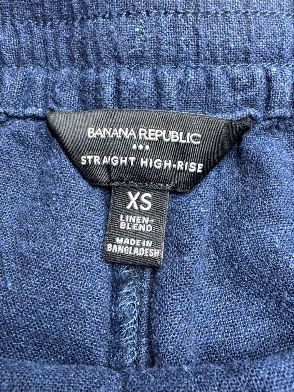 Banana Republic Straight High-Rise Linen Blend Pull-On Pants | Navy | XS